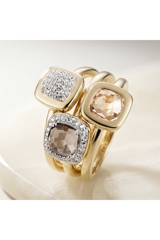 Anello - Argento placcato oro giallo e quarzo
