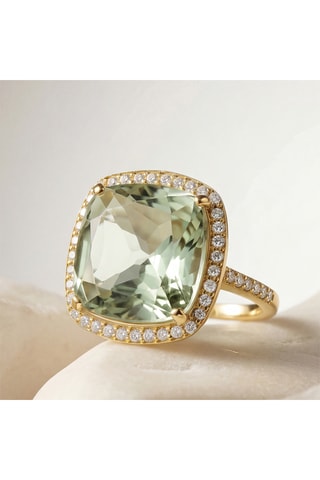 Anello - Argento placcato oro giallo e quarzo