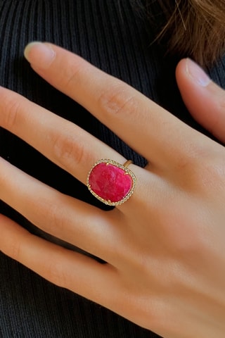 Anello - Argento placcato oro giallo e cianite