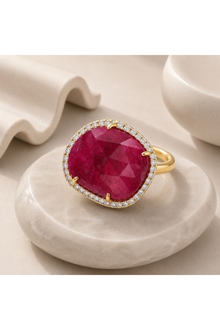 Anello - Argento placcato oro giallo e cianite