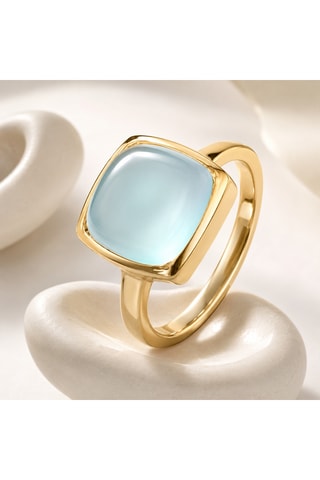 Anello - Argento placcato oro giallo e aqua calci
