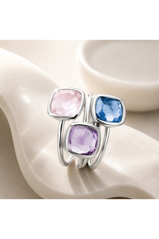3 anelli - Argento, ametista, tanzanite e quarzo