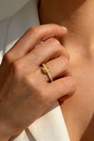 Anello - Argento placcato oro giallo e citrino