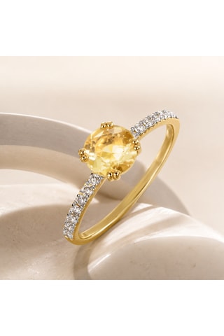 Anello - Argento placcato oro giallo e citrino