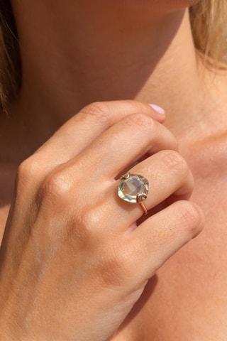 Anello - Argento placcato oro rosa e ametista