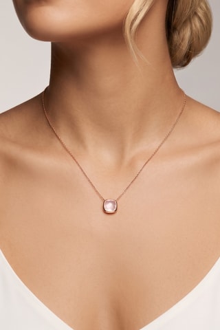 Collana Argento placcato oro rosa e quarzo
