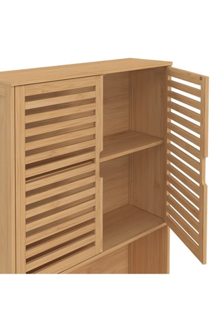 Armoire dessus machine à laver 2 portes en bambou Maya - 180 x 65 x 60 cm