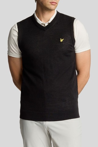 Pull sans manches en mérinos - Noir