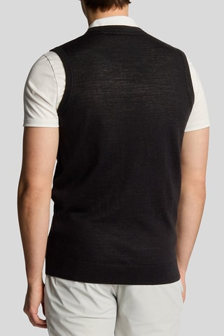 Pull sans manches en mérinos - Noir