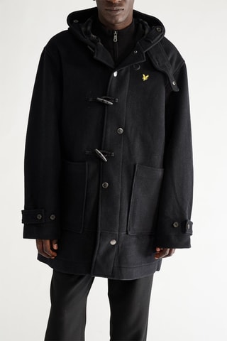 Duffle-coat com capuz - Preto