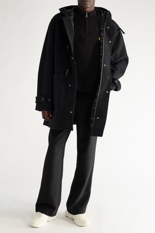 Duffle-coat com capuz - Preto