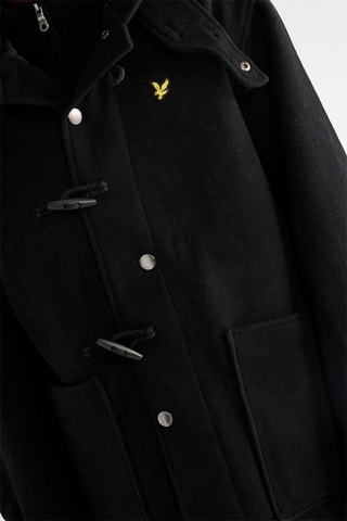 Duffle-coat com capuz - Preto