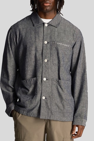 Sobrecamisa regular em linho - Azul-noite