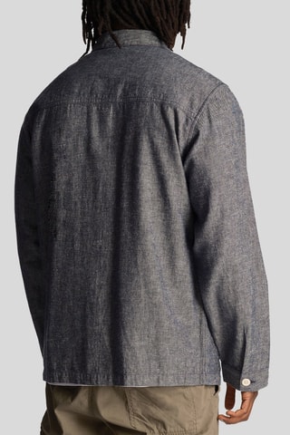Sobrecamisa regular em linho - Azul-noite