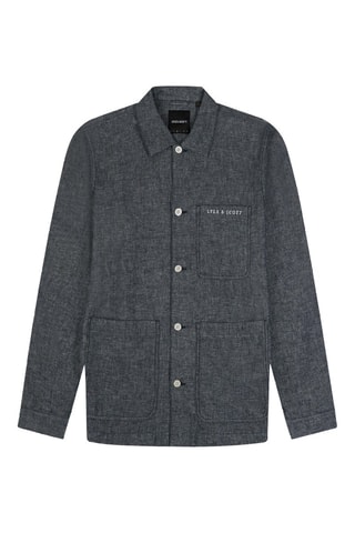 Sobrecamisa regular em linho - Azul-noite