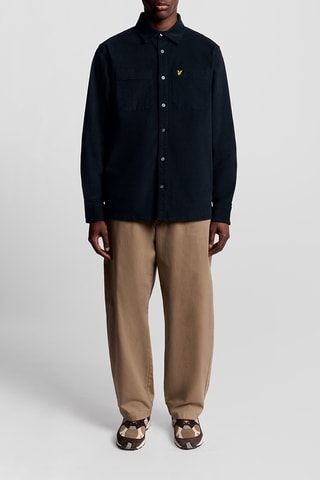 Camisa relaxed em veludo - Azul-marinho