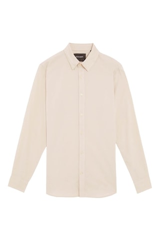 Camisa regular em veludo- Bege