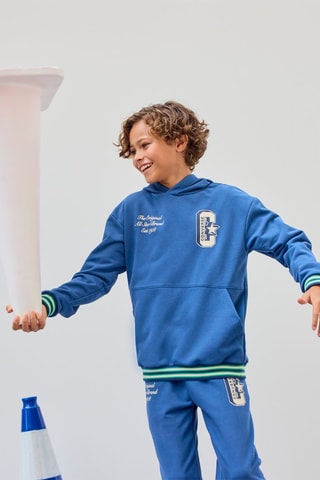 Felpa con cappuccio - Blu e bianco
