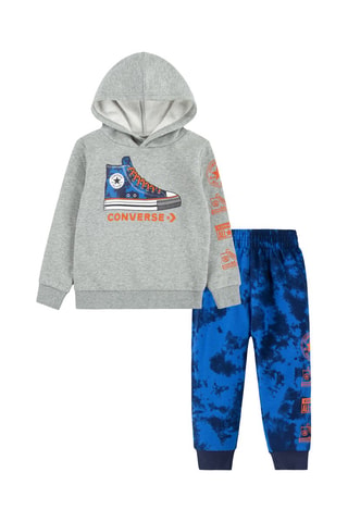 Felpa e pantaloni sportivi in pile tie and dye - Blu e grigio