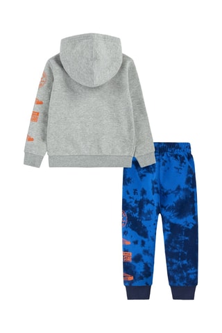 Felpa e pantaloni sportivi in pile tie and dye - Blu e grigio