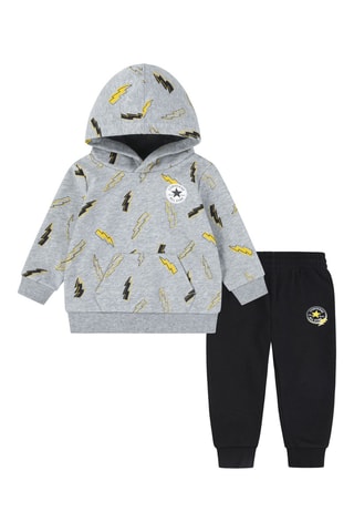 Felpa con cappuccio e pantaloni sportivi - Nero e grigio