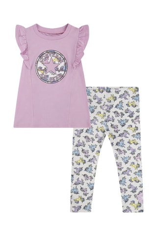T-shirt e leggings - Bianco, nero, giallo, viola e rosa