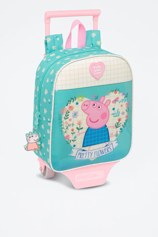 Sac à dos à roulettes Peppa Pig - Blanc et vert