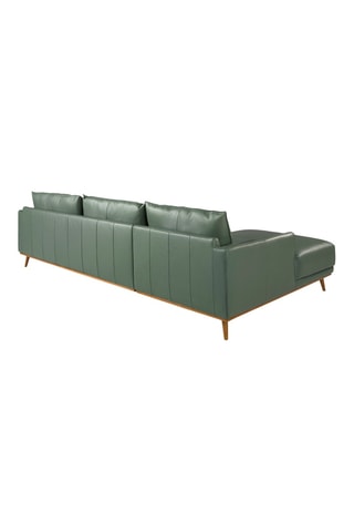 Divano angolare sinistro - Verde scuro - 5 posti - In pelle