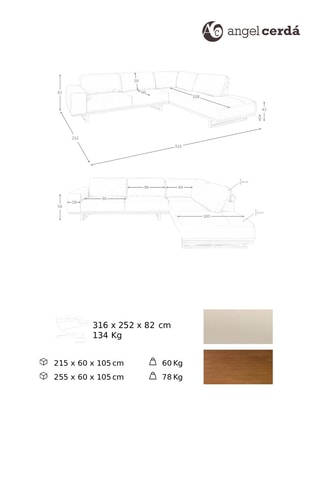Divano angolare destro - Beige