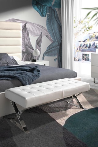 Panca fondo letto - Bianco e argentato - 120 x 45 x 42 cm