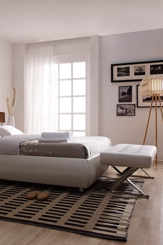 Panca fondo letto - Bianco e argentato - 120 x 45 x 42 cm