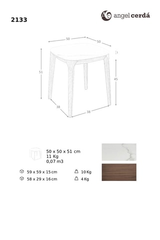 Tavolino in marmo - 50 x 50 x 51 cm