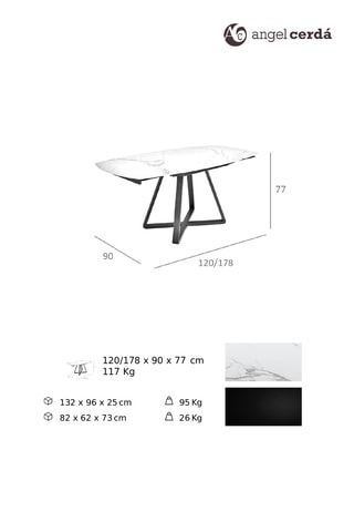 Tavolo da pranzo allungabile in marmo - 120/178 x 90 x 77 cm