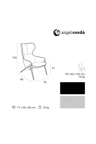 Poltrona - Grigio chiaro -  70 x 90 x 102 cm