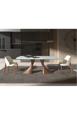 Tavolo da pranzo in legno e marmo ceramica - 200 x 75 x 90 cm