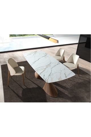 Tavolo da pranzo in legno e marmo ceramica - 200 x 75 x 90 cm