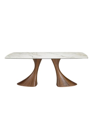Tavolo da pranzo in legno e marmo ceramica - 200 x 75 x 90 cm