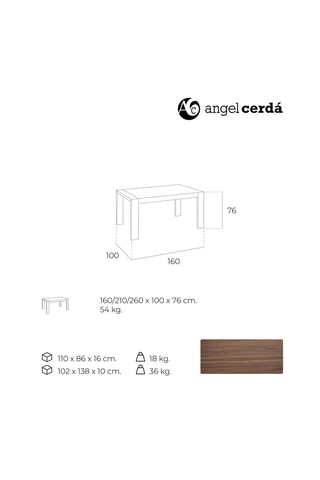 Tavolo da pranzo allungabile in noce - 160/260 x 100 x 76 cm