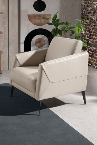 Poltrona -  Beige - In pelle