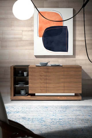 Credenza 3 ante - Effetto noce e nero - 170 x 40 x 83 cm