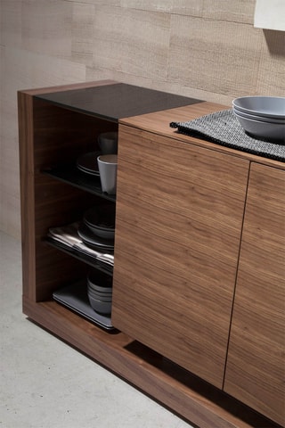 Credenza 3 ante - Effetto noce e nero - 170 x 40 x 83 cm