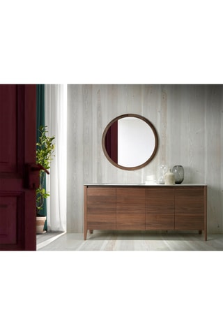 Credenza 4 ante - Effetto noce e bianco