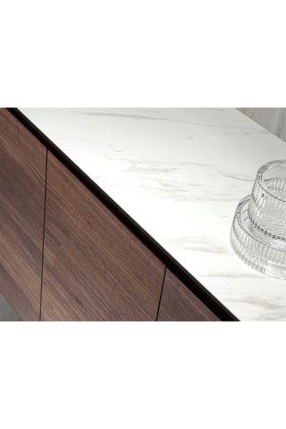 Credenza 4 ante - Effetto noce e bianco