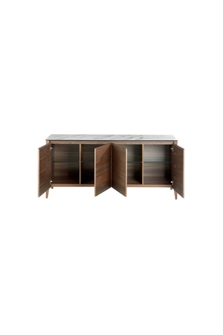 Credenza 4 ante - Effetto noce e bianco