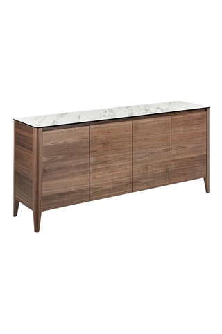 Credenza 4 ante - Effetto noce e bianco