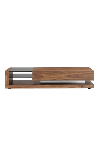Mobile TV 3 cassetti - Neutro e nero - Struttura in noce - 180 x 45 x 38 cm