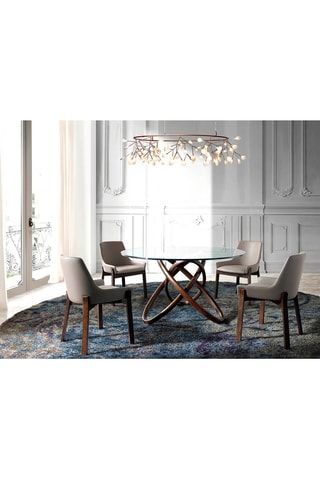 Tavolo da pranzo - Neutro e trasparente - Piano in vetro e piedi in frassino - 140 x 140 x 75 cm