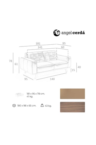 Divano - Beige - 2 posti - In pelle