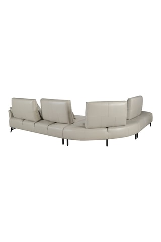 Canapé d'angle gauche en pin - Beige - 5 places - En cuir