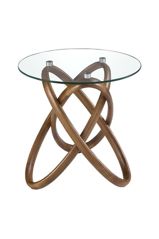 Tavolino in vetro e noce - 55 x 50 x 55 cm